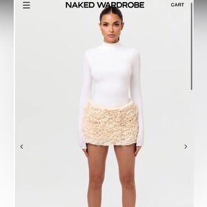naked wardrobe Cream Ruffle Mini Skirt